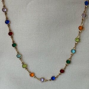 NEW Colorful Crystal 18k Yellow Gold Filled 20” Necklace